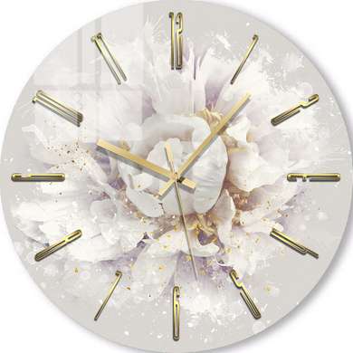 Glass clock - Delicate peony, 40cm