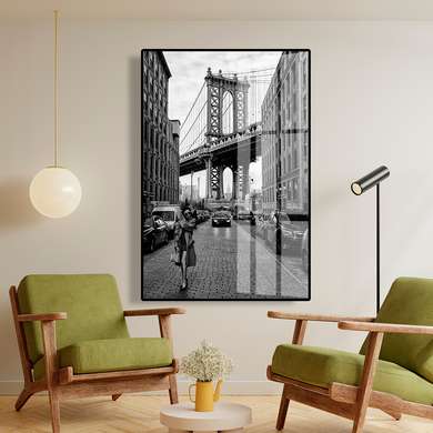 Poster - Legendary Brooklyn Bridge, 60 x 90 см, Framed poster on glass