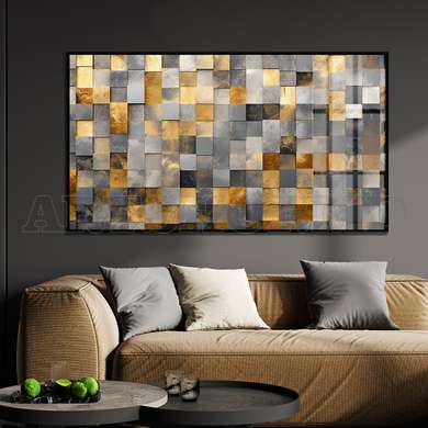 Poster - Cubes, 90 x 45 см, Framed poster on glass, Abstract