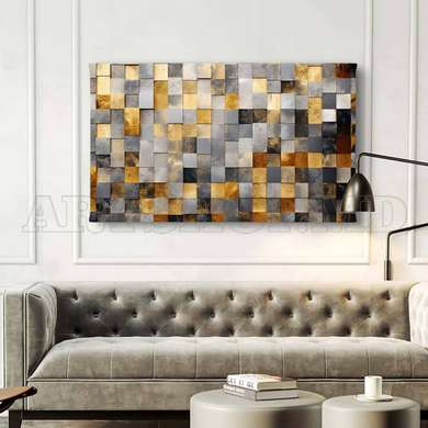 Poster - Cubes, 90 x 45 см, Framed poster on glass, Abstract