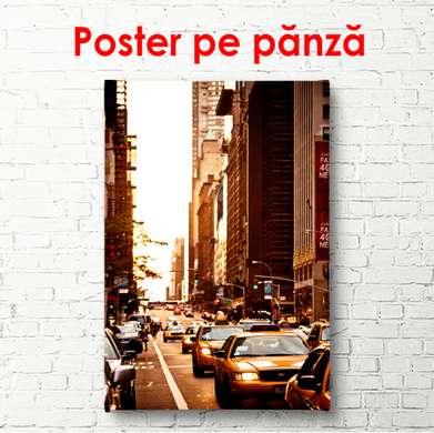 Постер - Движение автомобилей в городе, 60 x 90 см, Постер в раме, Города и Карты