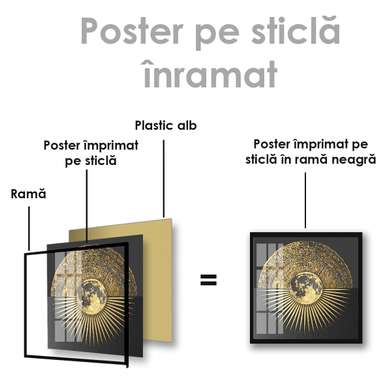 Poster - Luna aurie, 100 x 100 см, Poster inramat pe sticla