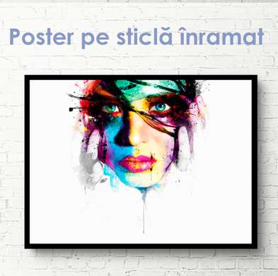Постер - Абстрактный портрет, 90 x 45 см, Постер на Стекле в раме, Разные