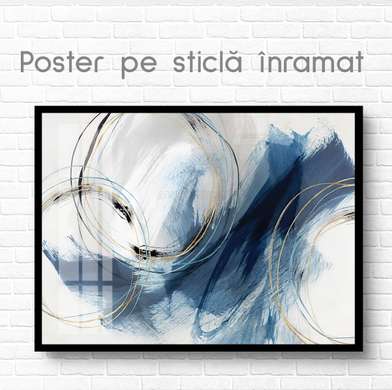 Постер - Голубая абстракция, 90 x 60 см, Постер на Стекле в раме, Абстракция