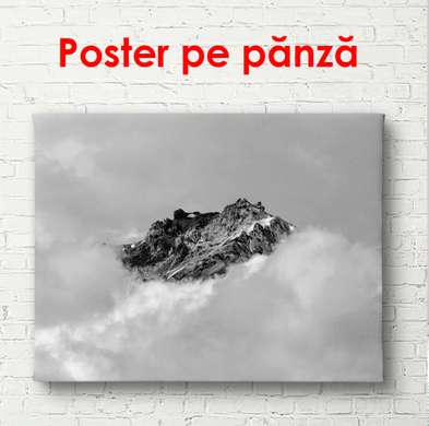 Poster - Black and white mountain landscape, 90 x 60 см, Framed poster, Black & White