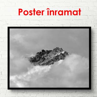 Poster - Black and white mountain landscape, 90 x 60 см, Framed poster, Black & White