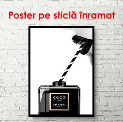 Poster - Parfum Coco Chanel, 30 x 60 см, Panza pe cadru, Alb Negru