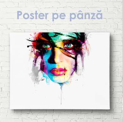 Постер - Абстрактный портрет, 90 x 45 см, Постер на Стекле в раме, Разные