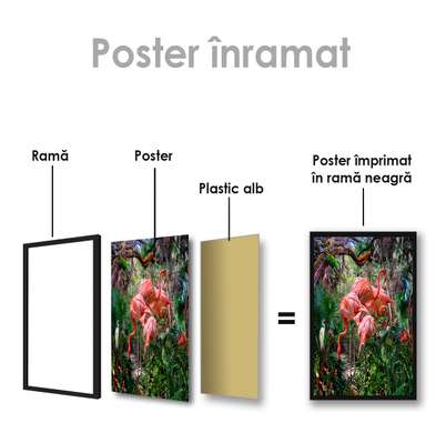 Poster, Flamingo în junglă, 30 x 45 см, Panza pe cadru, Animale