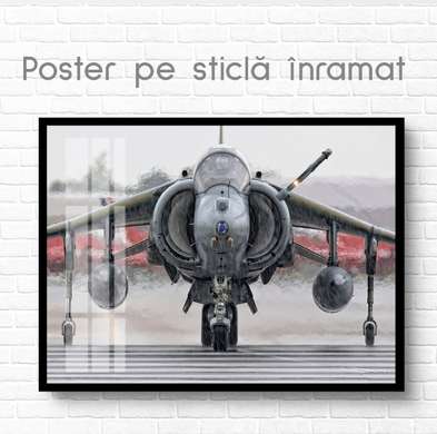 Постер - Самолет Истребитель, 90 x 60 см, Постер на Стекле в раме