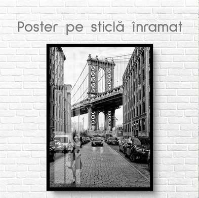 Poster - Legendarul pod Brooklyn, 60 x 90 см, Poster inramat pe sticla