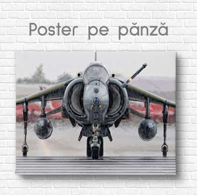 Постер - Самолет Истребитель, 45 x 30 см, Холст на подрамнике