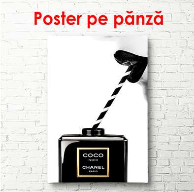 Постер - Духи Коко Шанель, 30 x 60 см, Холст на подрамнике, Черно Белые
