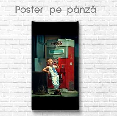 Poster - Boy and Coca Cola, 30 x 60 см, Canvas on frame