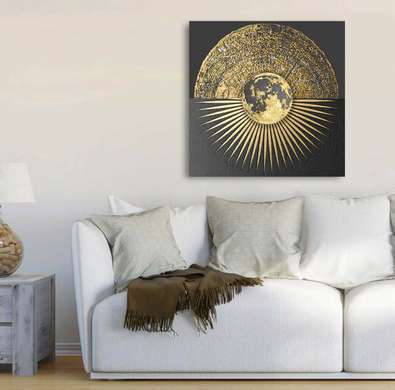 Poster - Golden moon, 40 x 40 см, Canvas on frame
