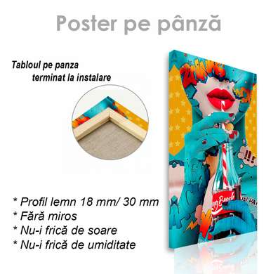 Poster - Soda girl, 45 x 90 см, Framed poster on glass, Glamour