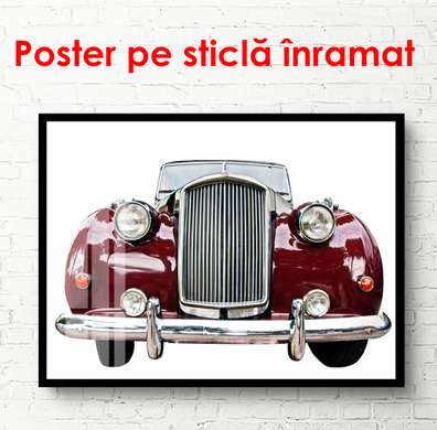 Poster - Mașina de Burgundie pe unfond alb, 90 x 60 см, Poster înrămat, Transport