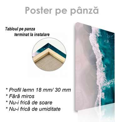 Постер - Морская волна, 45 x 90 см, Постер на Стекле в раме, Морская Тематика