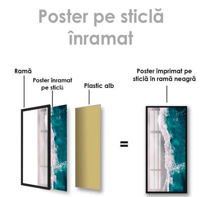 Постер - Морская волна, 45 x 90 см, Постер на Стекле в раме, Морская Тематика