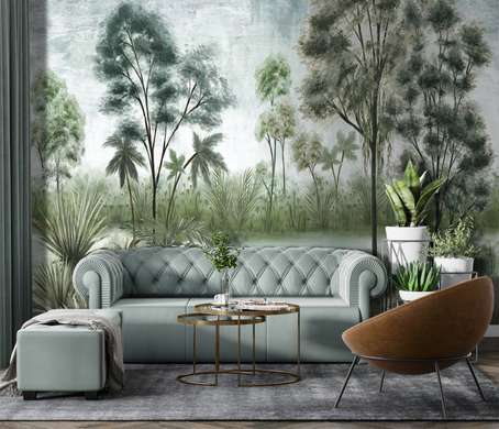 Wall Mural - Trees in shades of green
