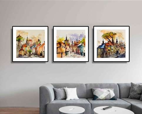 Poster - City architecture in colors, 40 x 40 см, Canvas on frame