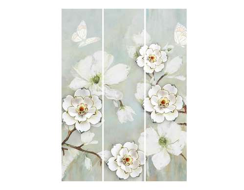 Screen - White flowers on a blue background, 3