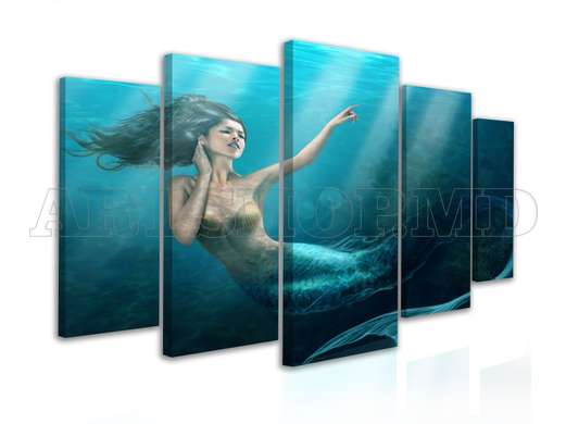 Modular picture, The little mermaid under the water, 108 х 60