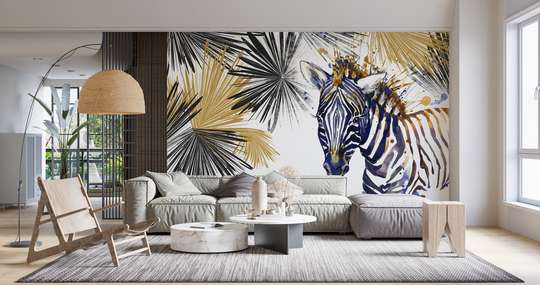 Wall Mural - Abstract zebra on a white background