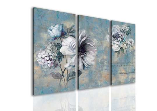 Modular picture, Abstract blue flowers.