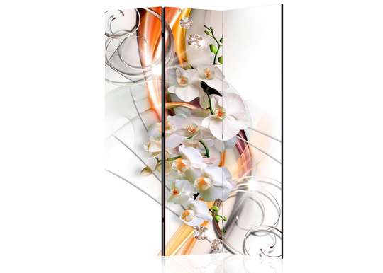 Paravan - Orhidee pe un fundal cu linii portocalii., 7