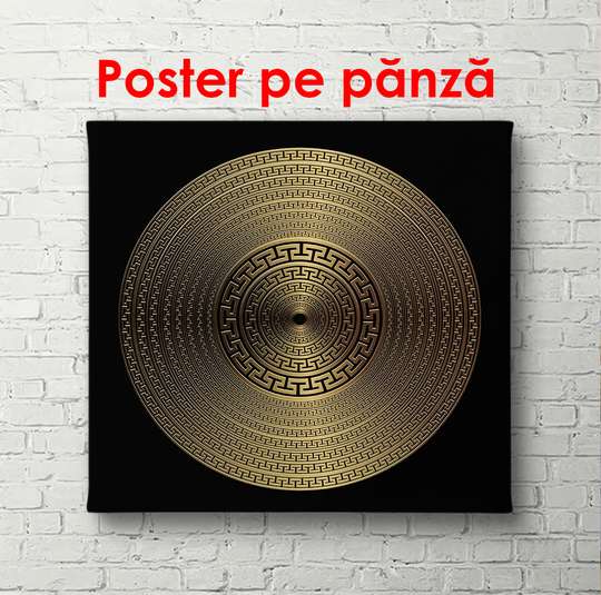 Poster - Discul auriu pe un fundal negru, 100 x 100 см, Poster înrămat, Glamour