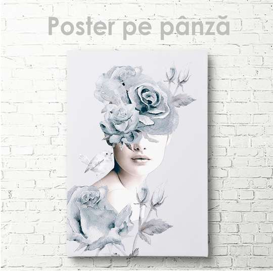 Постер - Венок из нежно голубых цветов, 30 x 45 см, Холст на подрамнике