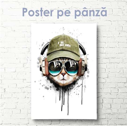 Poster, Pisică modernă, 30 x 45 см, Panza pe cadru, Animale