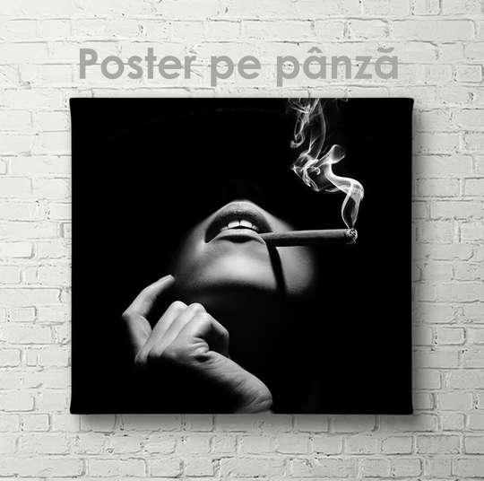 Poster - Girl with a cigarette, 40 x 40 см, Canvas on frame