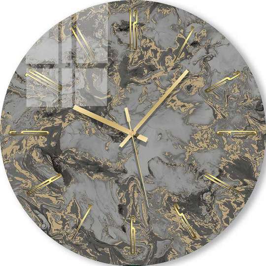 Glass clock - Grey-gold paint, 40cm