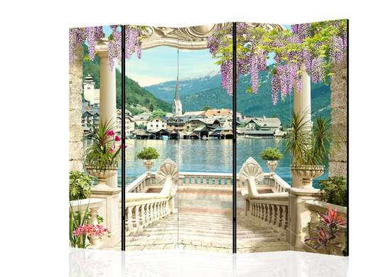Screen - View from the arched balcony to the lake, 7