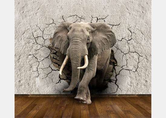 Fototapet - Un elefant ce sparge un perete