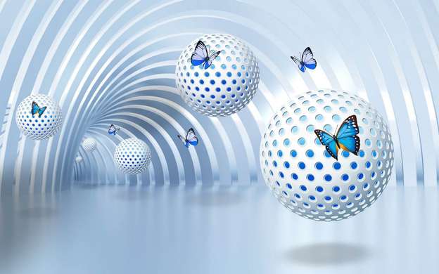 Ширма - Голубые бабочки на фоне туннеля с шарами., 7