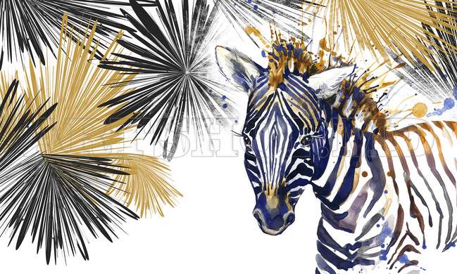 Wall Mural - Abstract zebra on a white background