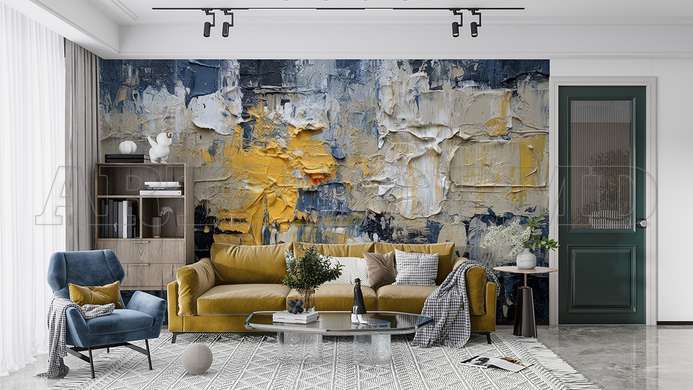 Wall mural - Grey, yellow and blue colors