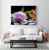Poster - Purple orchid on stones, 90 x 60 см, Framed poster, Flowers