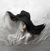 3D Photo Wallpaper- Lady with a black hat and red lips