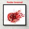 Poster - Pomegranate on a white background, 100 x 100 см, Framed poster on glass, Food and Drinks