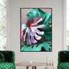 Poster - Pink and green monstera leaves, 30 x 45 см, Canvas on frame, Botanical