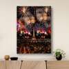 Poster - The fireworks and the Eiffel tower, 60 x 90 см, Framed poster on glass, Maps and Cities