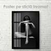 Poster - Imagine alb-negru a unei fete feminine, 30 x 45 см, Panza pe cadru, Nude