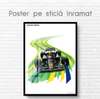 Poster - Formula 1 on the green stripe, 60 x 90 см, Framed poster on glass, Transport