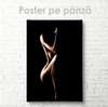 Poster - Silhouette of a girl on a black background, 60 x 90 см, Framed poster on glass, Nude