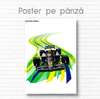 Постер - Формула 1 на зеленой полосе, 30 x 45 см, Холст на подрамнике