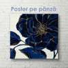 Постер - Синий цветок с золотыми краями, 100 x 100 см, Постер на Стекле в раме, Ботаника